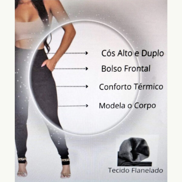 Calça legging feminina - recortes com forro preta da Loja de Inverno.