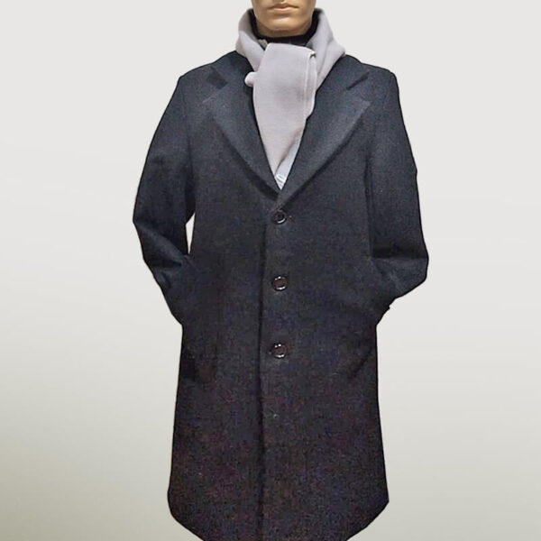 Sobretudo masculino longo preto da Loja de Inverno.
