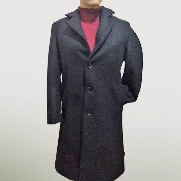 Sobretudo masculino longo preto da Loja de Inverno.