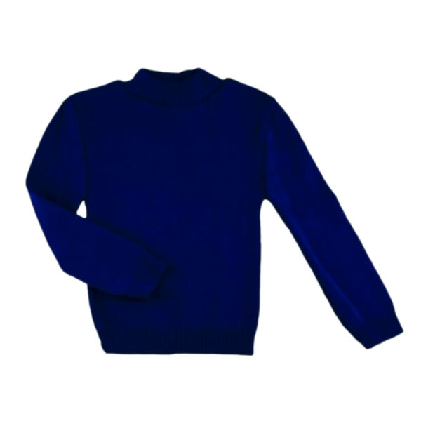 Blusa de tricô Infantil em lã fio 100% acrílica, na cor azul marinho, da Loja de Inverno.