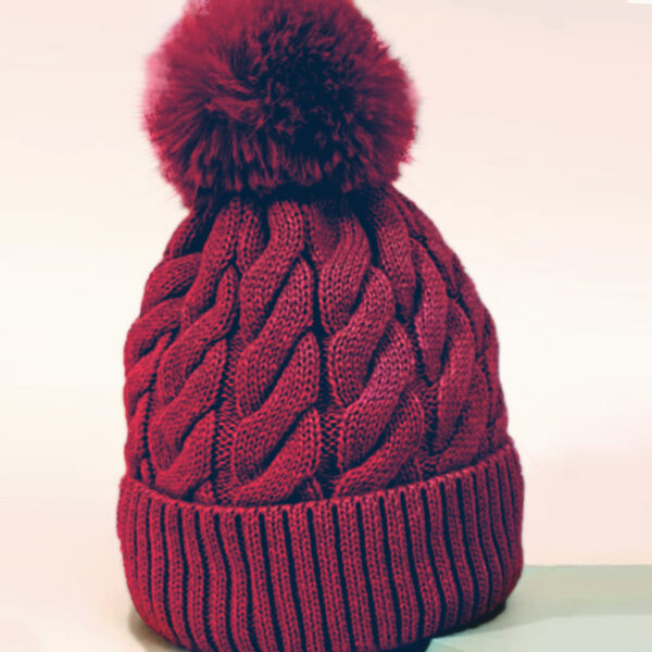 Gorro de lã peluciado adulto vermelho da Loja de Inverno.