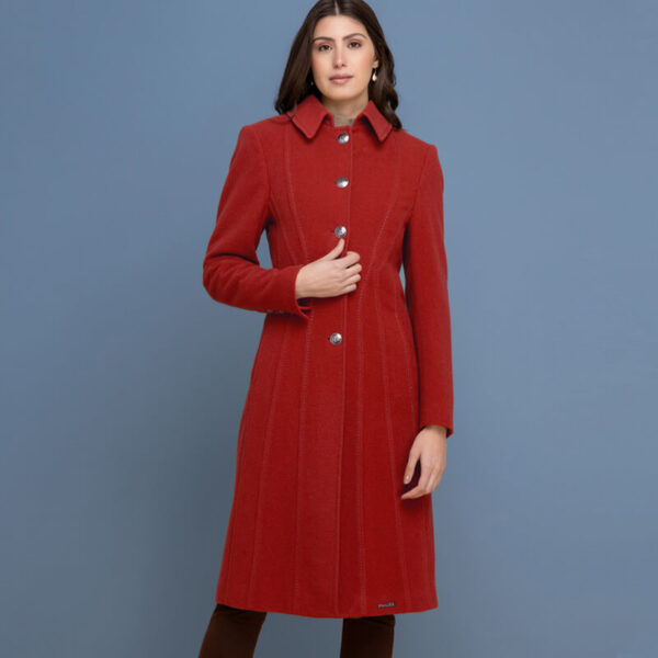 Manteau de lã velour feminino vermelho da Loja de Inverno