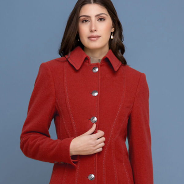 Manteau de lã velour feminino vermelho da Loja de Inverno