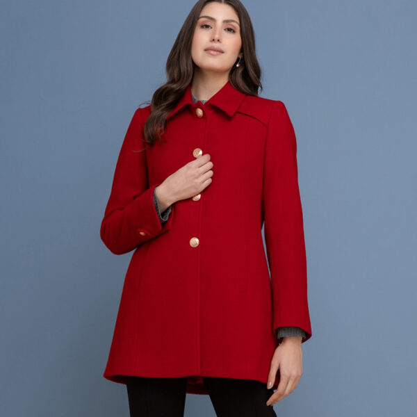 Manteau de lã 7/8 feminino vermelho da Loja de Inverno.