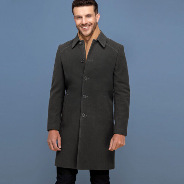 Sobretudo de lã velour masculino cinza da Loja de Inverno