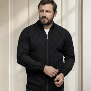 Jaqueta masculina de tricô Dallas em lã mescla