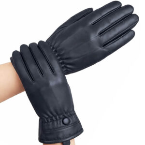 Luvas femininas de couro sintético forradas
