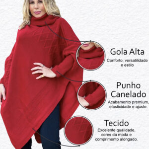 Poncho feminino em tricô