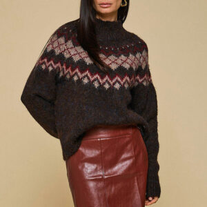 Blusa de gola alta jacquard geométrico busto